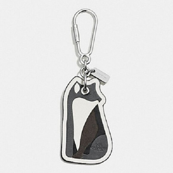 COACH Fox Key Chain Calf Leather Keyring SUEDE Fox Charm FOB bag purse NWT - Picture 1 of 4